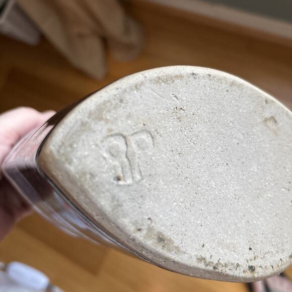 Abstract Studio Pottery Artisan Stoneware Modernist Vessel Vase Stamped - Picture 10 of 10